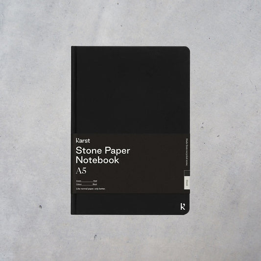 Stone Paper Notebook: A5 Blank Hardcover - Black