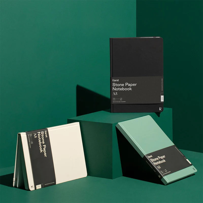 Stone Paper Notebook: A5 Lined Hardcover - Black