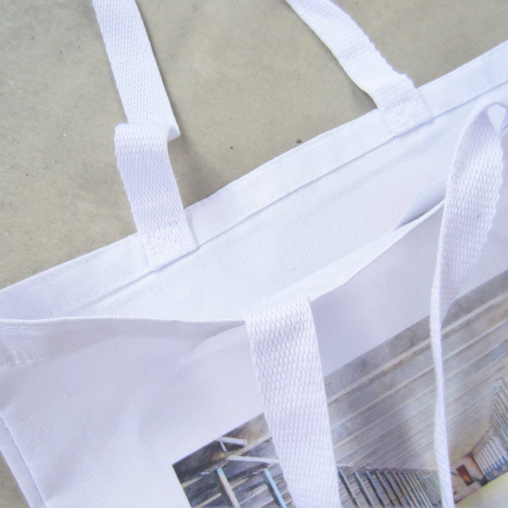 MASS MoCA White Canvas Tote Bag: Barbara Prey Watercolor