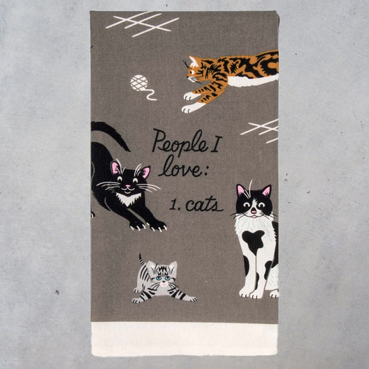 Printed Dish Towel: People I Love - Cats