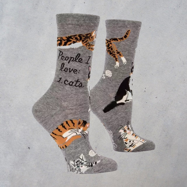 Women's Crew Socks: People I Love - Cats!