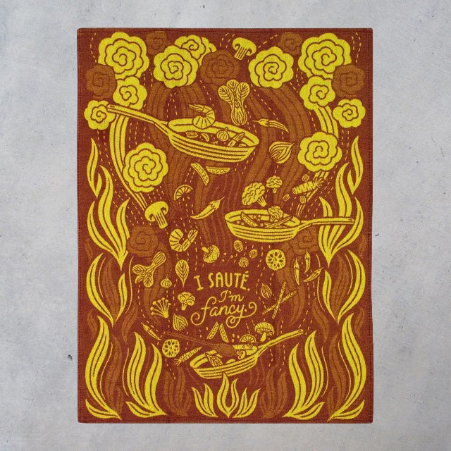 Woven Dish Towel: I Saute. I'm Fancy