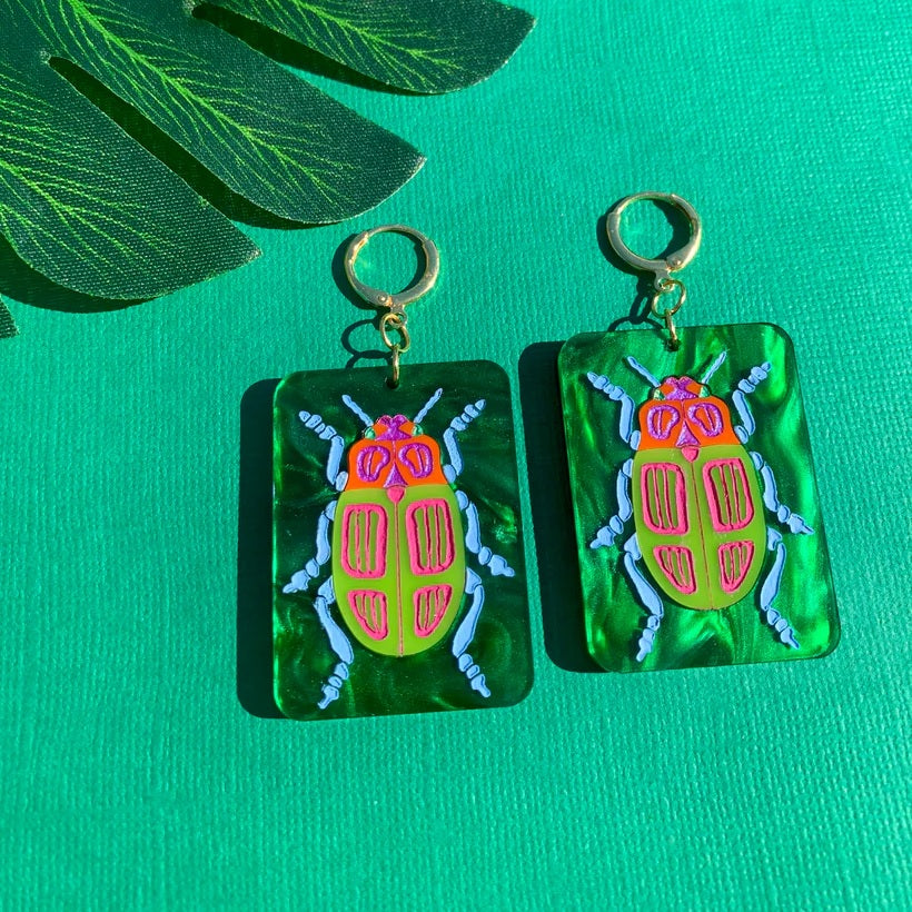 Big Beetles Acrylic Earrings