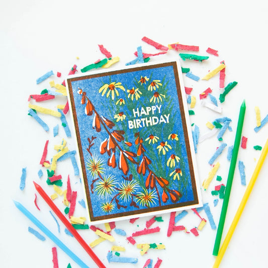 Greeting Card: Happy Birthday (Blue Sky Wildflowers)