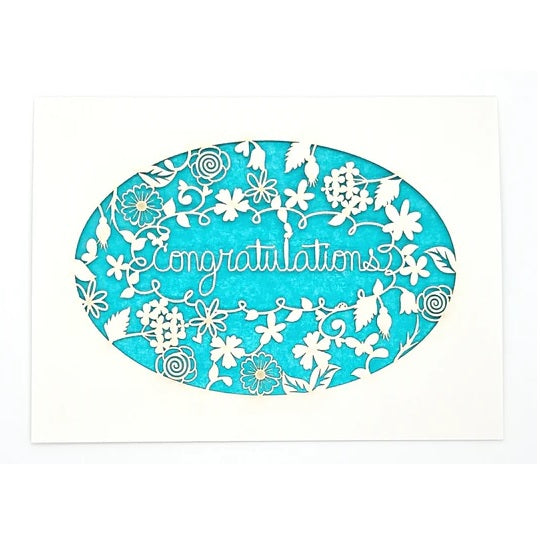 Laser Cut Greeting Card: Congratulations Wreath