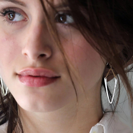 Deep Chevron Earrings in Mixed Metals