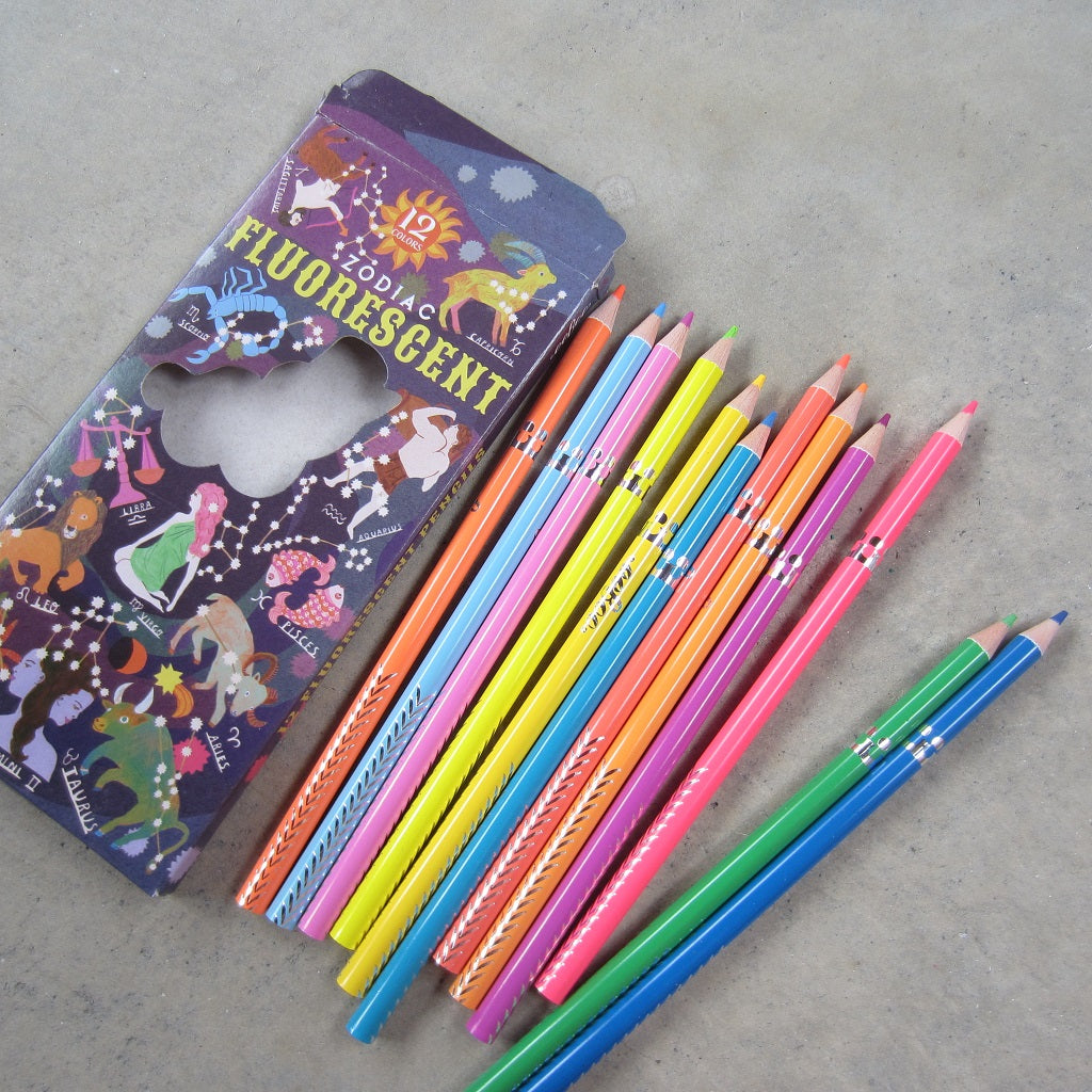 Colored Pencils: 12 Zodiac Fluorescent