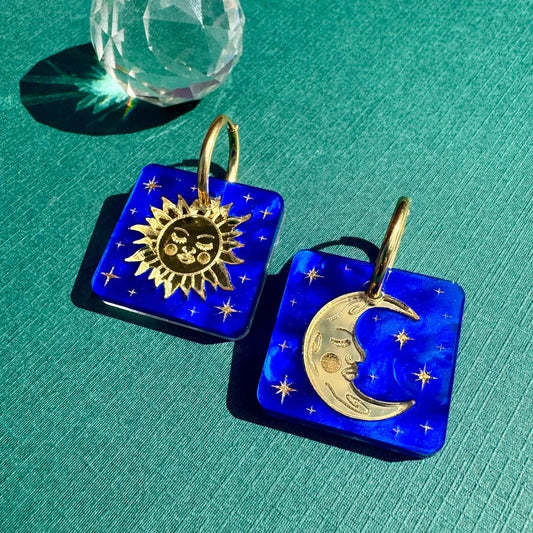 Sun and Moon Tile Acrylic Earrings