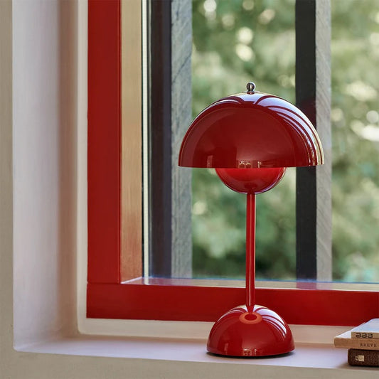 Flowerpot Portable Table Lamp: Vermillion Red