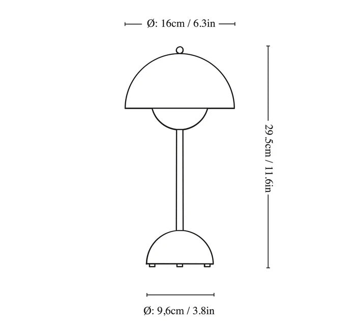 Flowerpot Portable Table Lamp: Vermillion Red