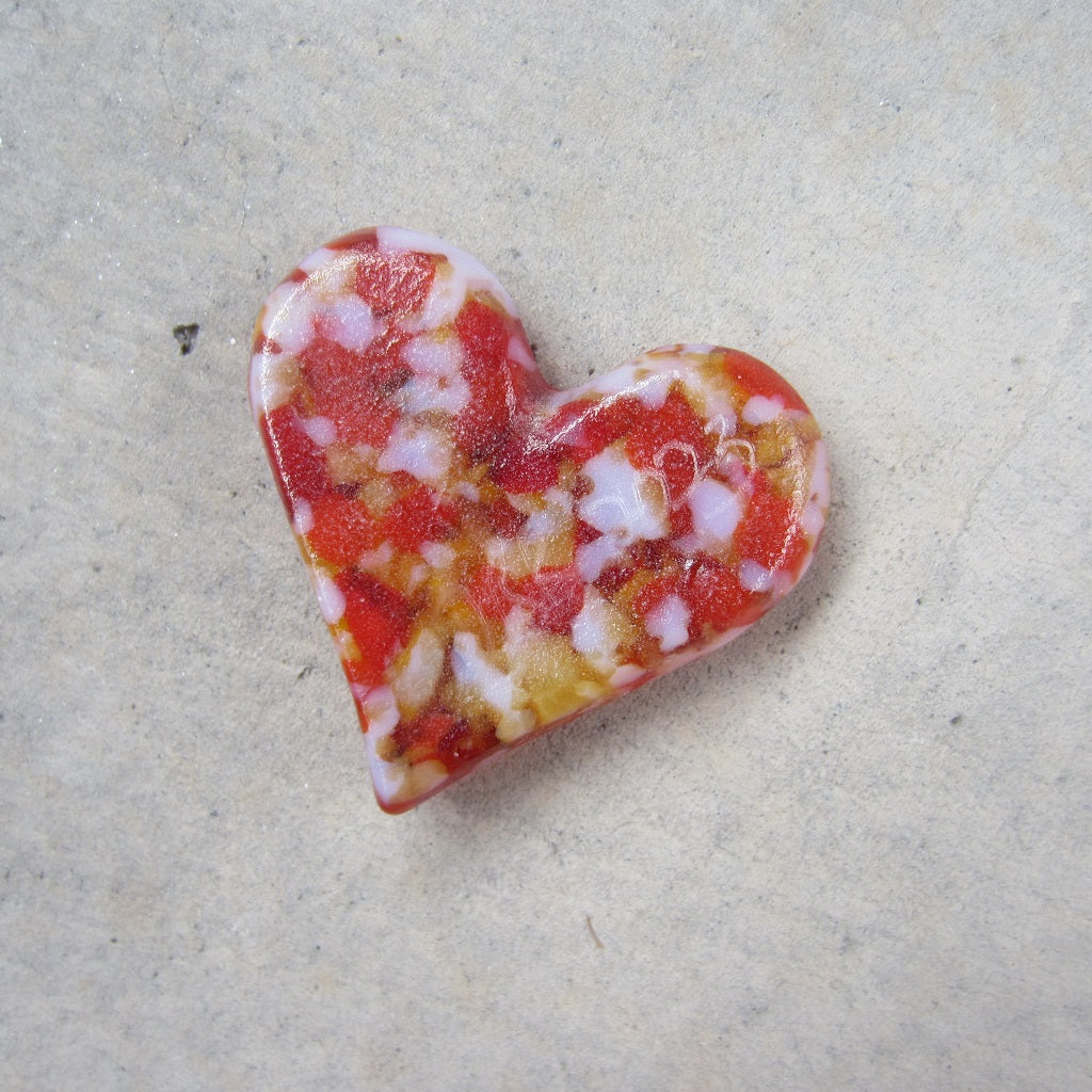 Fused Glass Heart: Red