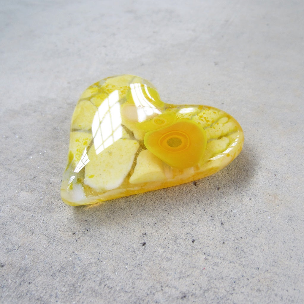 Fused Glass Heart: Yellow