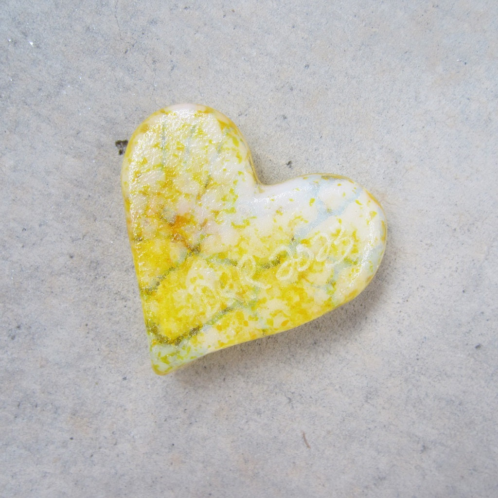 Fused Glass Heart: Yellow