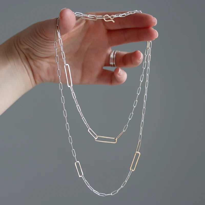 Geo Wrap Necklace in Mixed Metals
