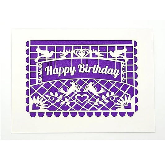Laser Cut Greeting Card: Happy Birthday Papel Picado