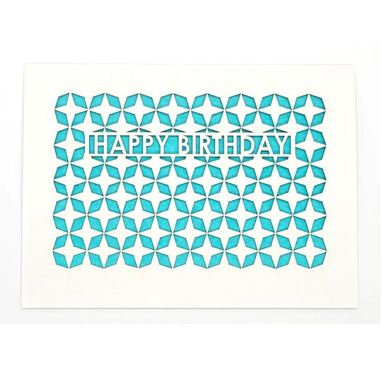 Laser Cut Greeting Card: Happy Birthday Diamonds