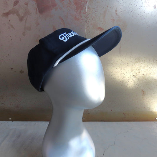 FreshGrass Hat: Navy Rope Hat with Cursive Logo