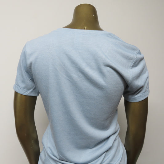 FreshGrass Tee: Light Blue with Script - V-Neck for Women