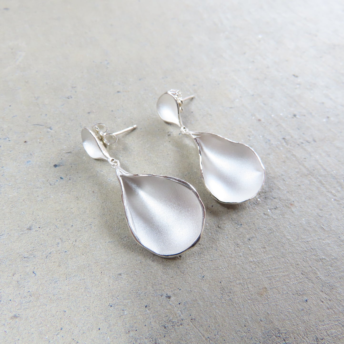XL Petal Drop Stud Earrings in Sterling Silver
