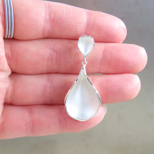 XL Petal Drop Stud Earrings in Sterling Silver