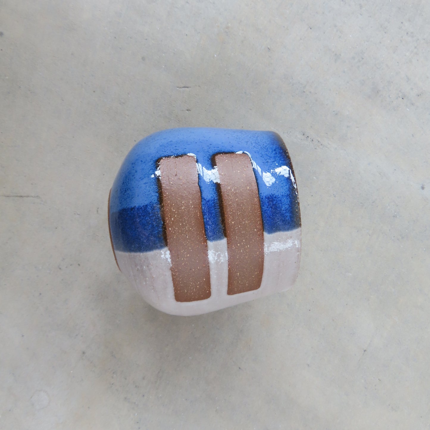 Medium Handmade Ceramic Tumbler: Equality Cobalt Blue and White