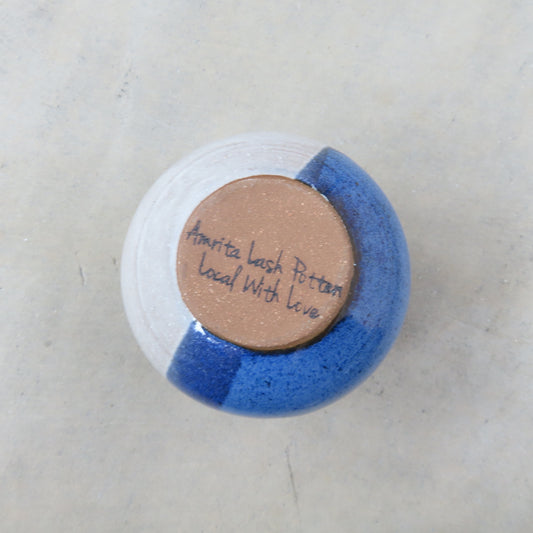 Medium Handmade Ceramic Tumbler: Equality Cobalt Blue and White