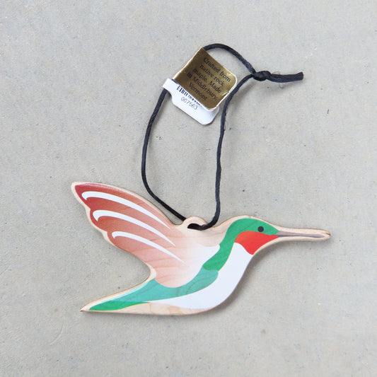 Wooden Holiday Ornament: Hummingbird