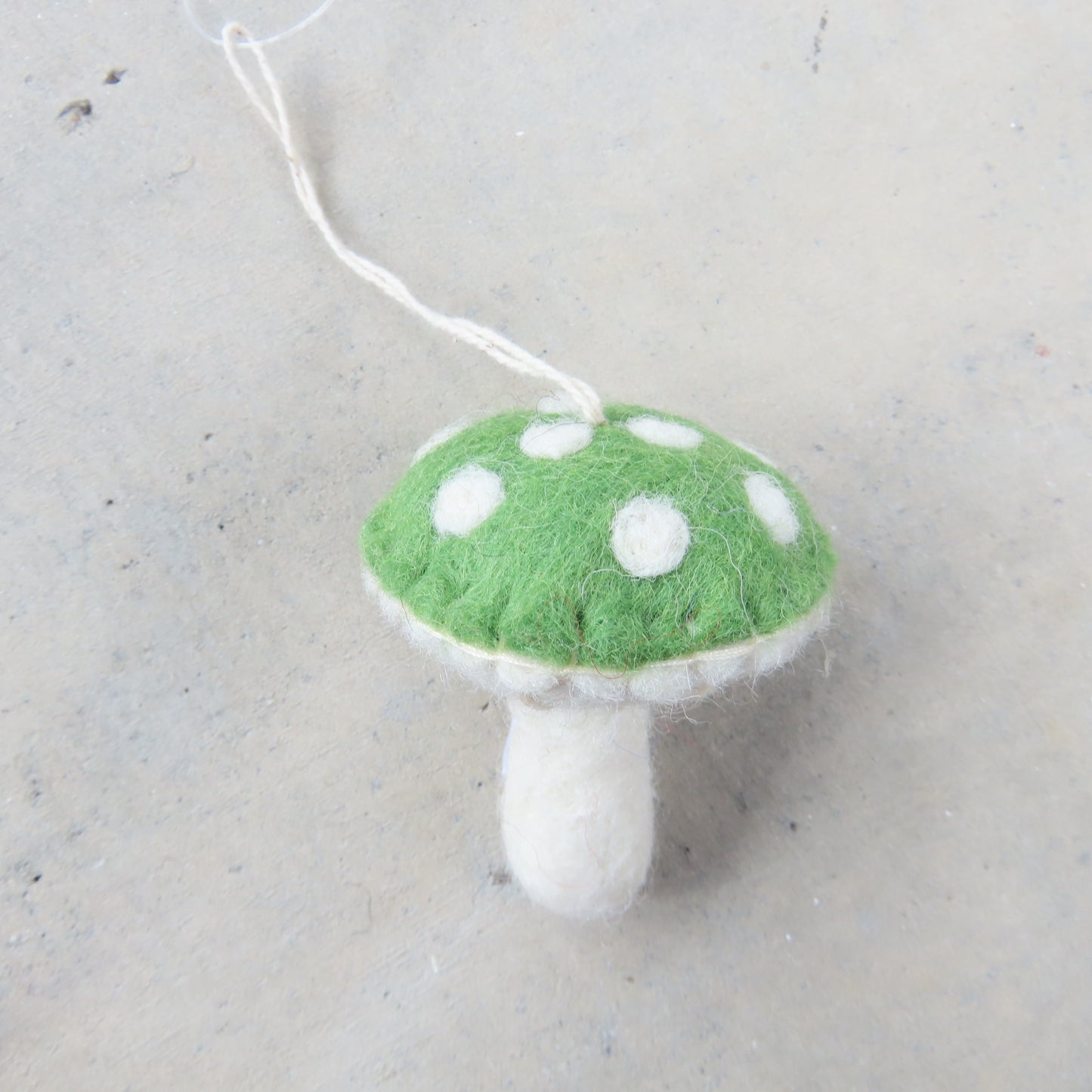 Felt Holiday Ornament: Green Mushroom