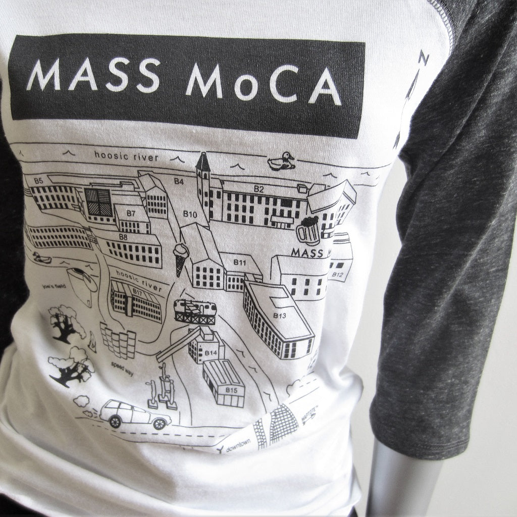 MASS MoCA Museum Map Baseball T-Shirt: Unisex