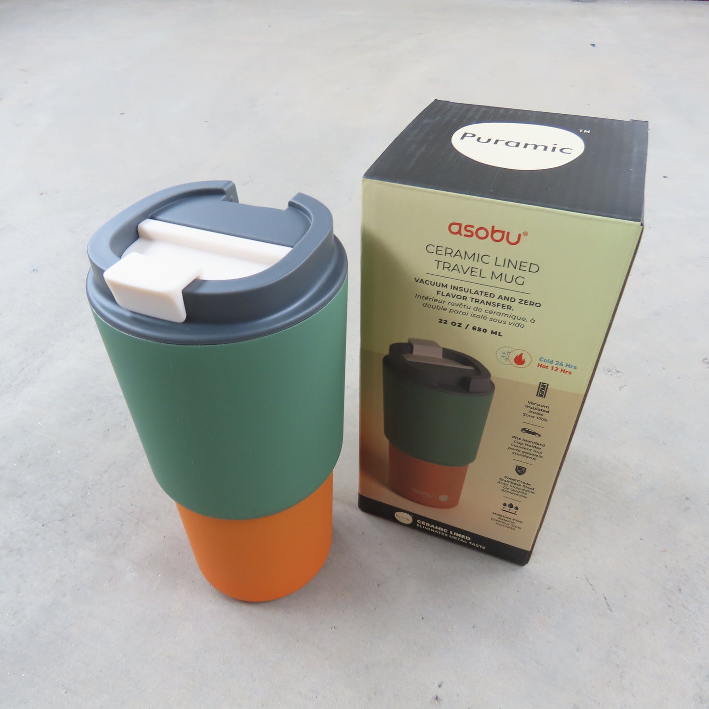 22oz Travel Mug: Pastel Green Two Tone
