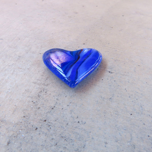 Mini Fused Glass Heart: Royal Blue