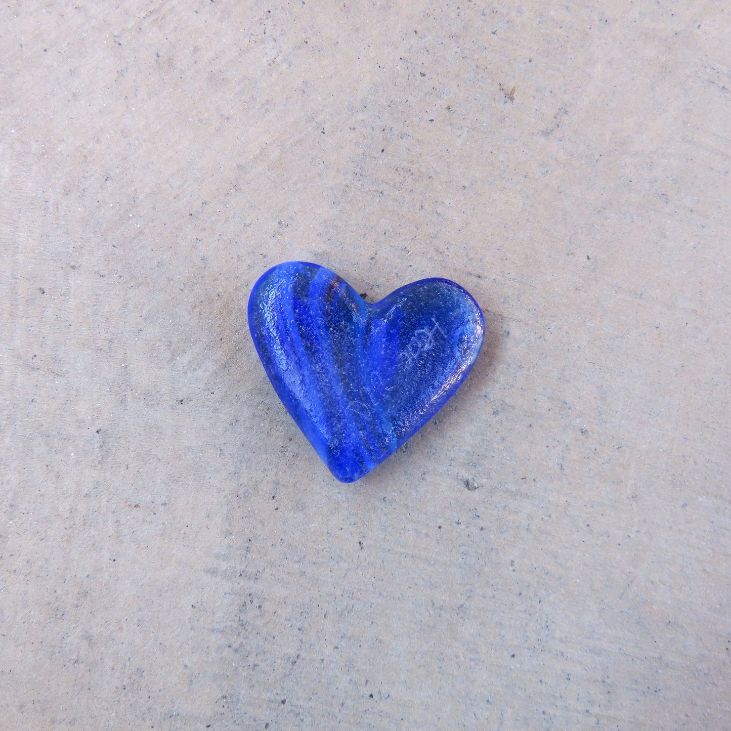 Mini Fused Glass Heart: Royal Blue