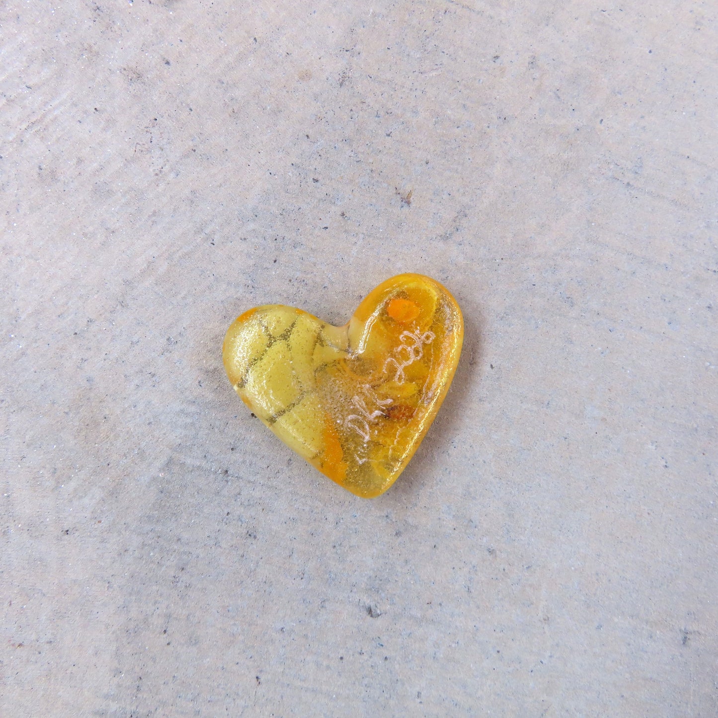 Mini Fused Glass Heart: Yellow