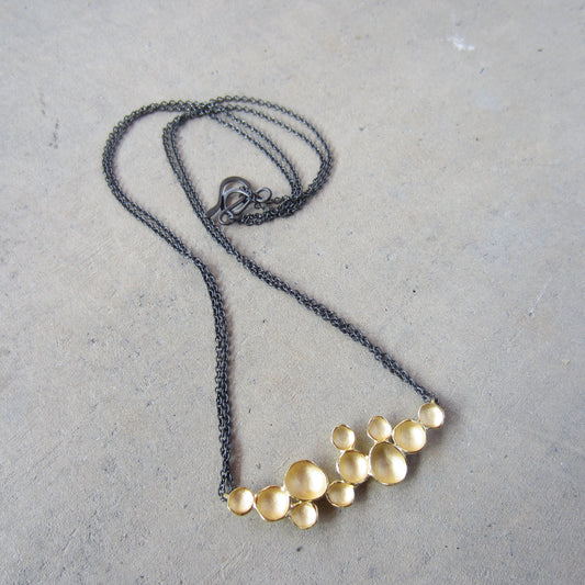 Large Cloud Pendant in 18K Gold Vermeil with Oxidized Chain
