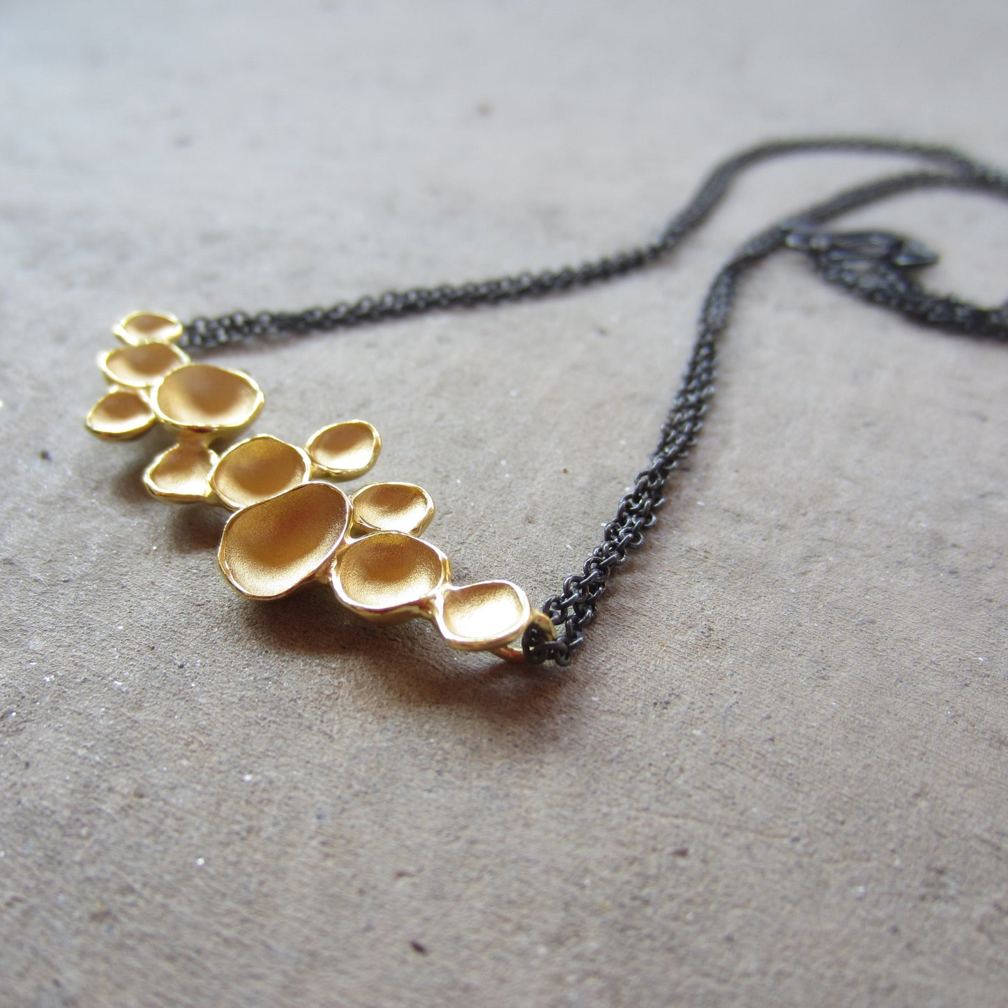 Large Cloud Pendant in 18K Gold Vermeil with Oxidized Chain