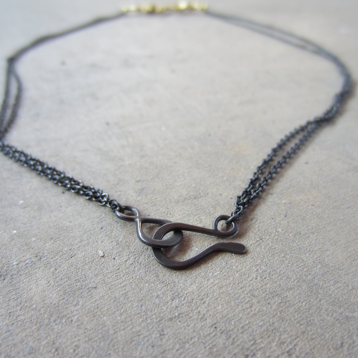 Large Cloud Pendant in 18K Gold Vermeil with Oxidized Chain