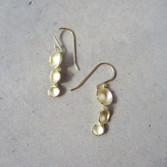 Triple Pod Link Earrings in 18K Gold Vermeil