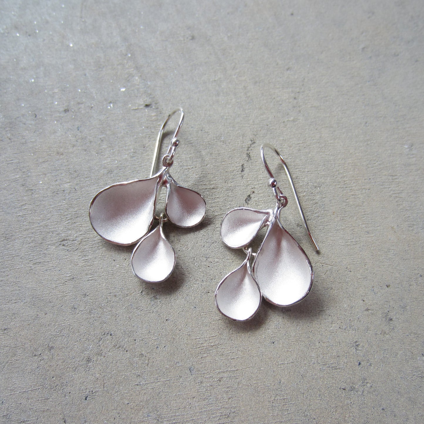 Falling Petal Earrings in Sterling Silver