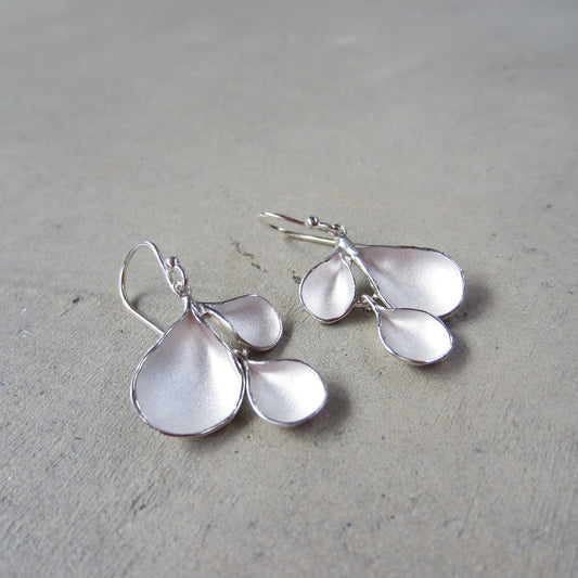 Falling Petal Earrings in Sterling Silver
