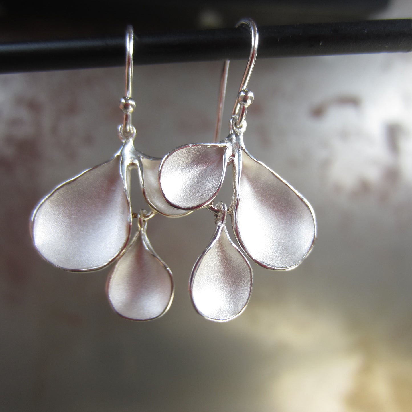 Falling Petal Earrings in Sterling Silver