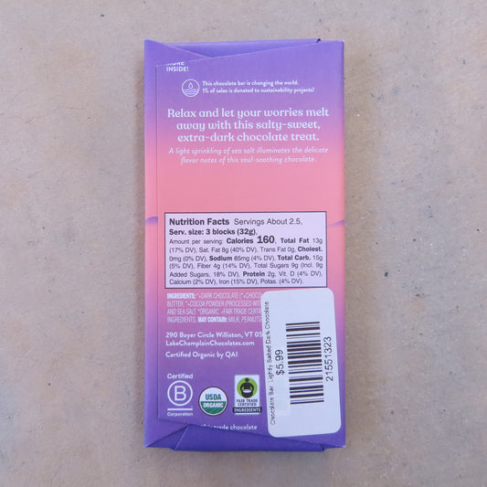 Chocolate Bar: Lightly Salted Dark Chocolate