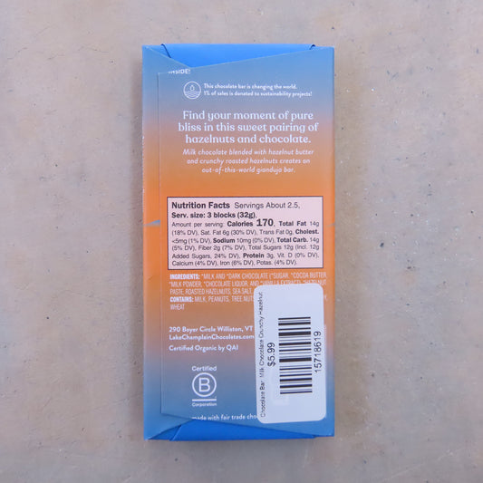 Chocolate Bar: Milk Chocolate Crunchy Hazelnut