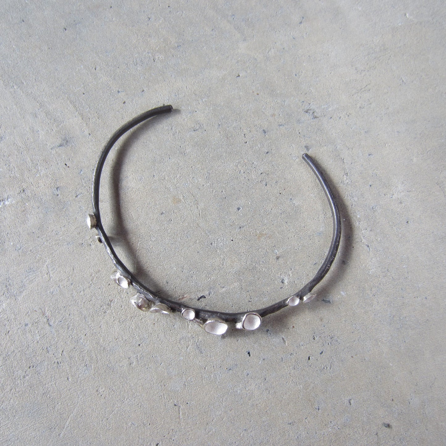 Rhythm Pod Cuff in Sterling Silver and Oxidized Silver