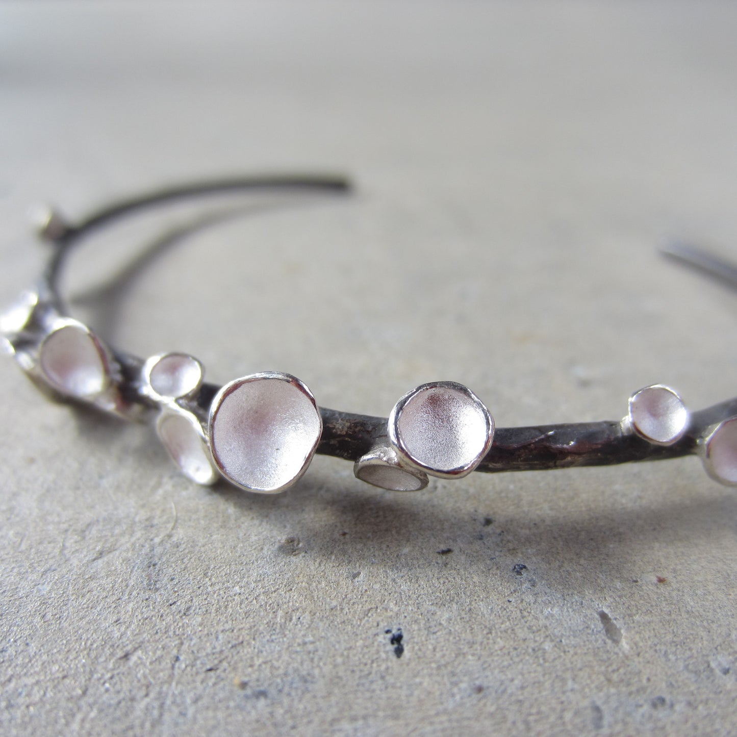 Rhythm Pod Cuff in Sterling Silver and Oxidized Silver