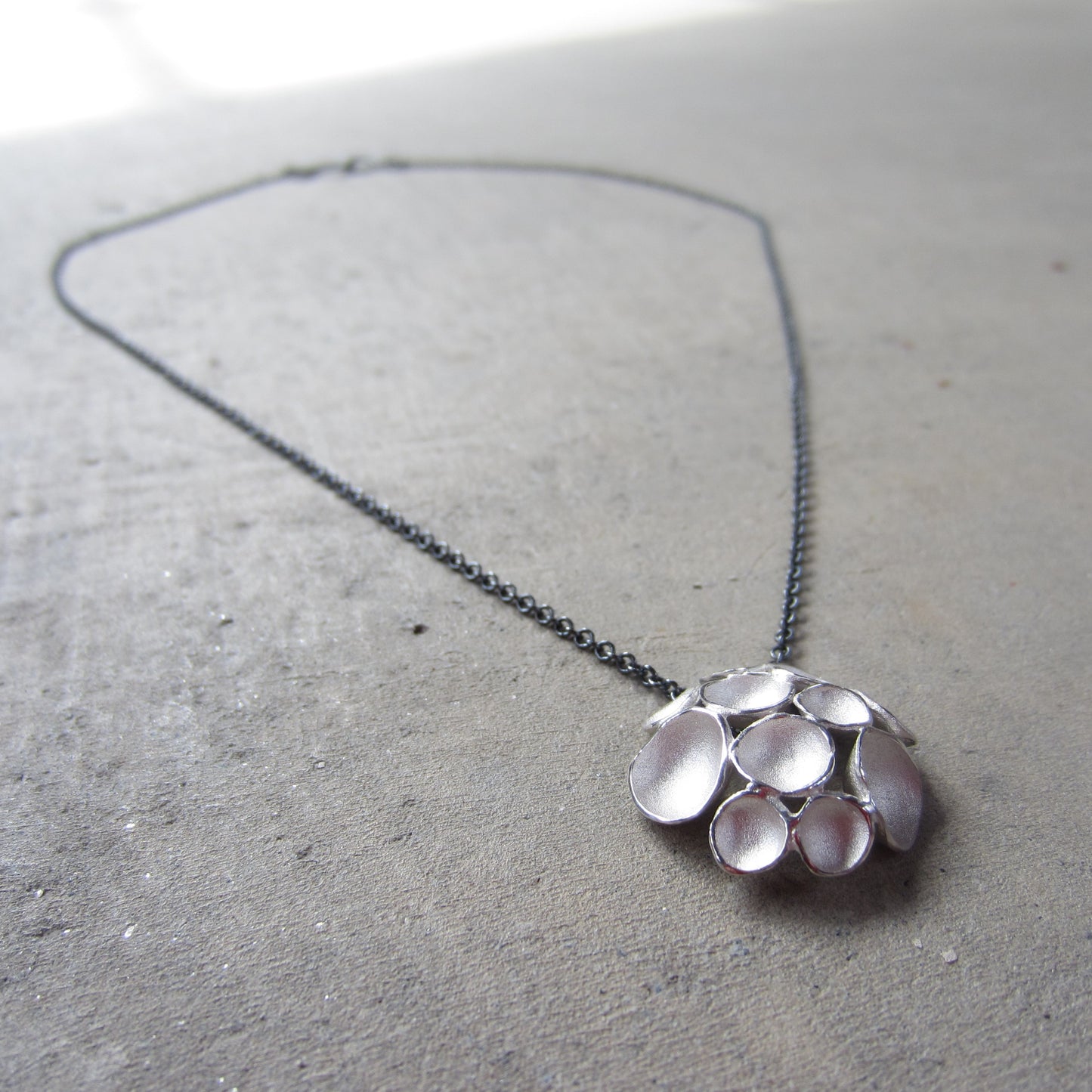 Multi Pod Pendant in Sterling Silver on Oxidized Silver Chain