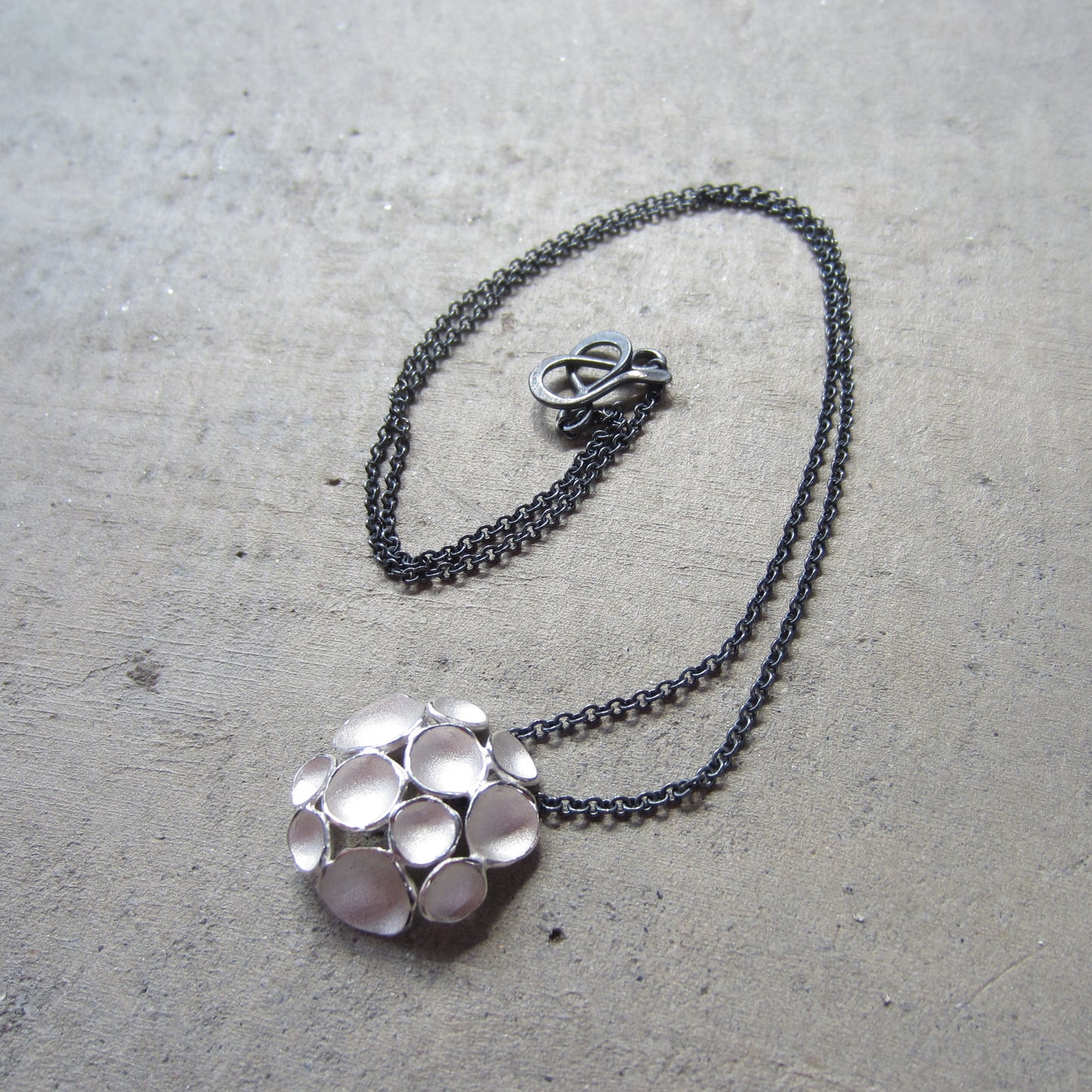 Multi Pod Pendant in Sterling Silver on Oxidized Silver Chain