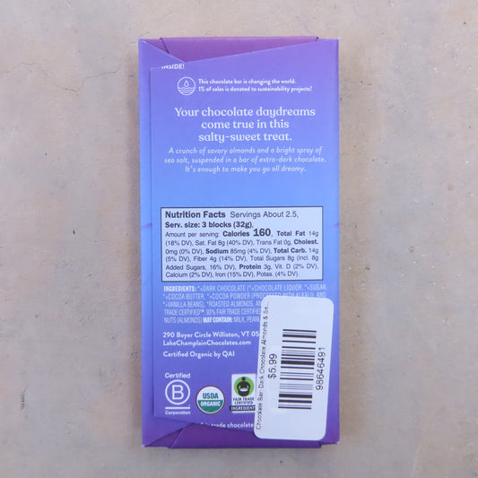 Chocolate Bar: Dark Chocolate Almonds & Sea Salt