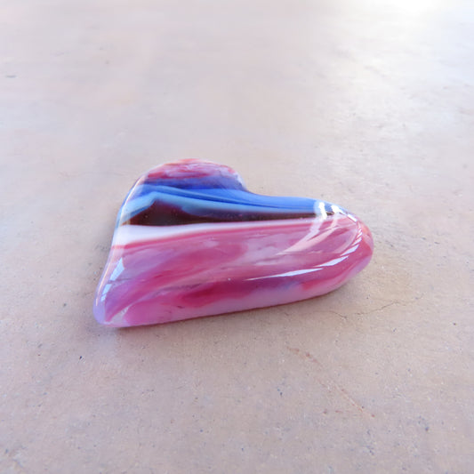 Fused Glass Heart: Pink and Blue