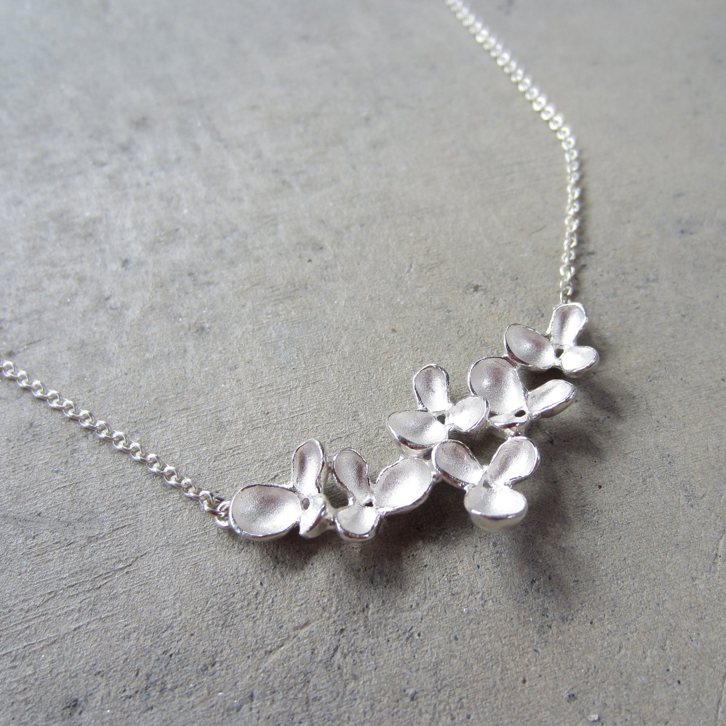 Bloom Bar Necklace in Sterling Silver on Silver Chain