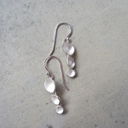 Triple Pod Link Earrings in Sterling Silver